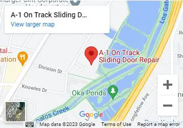 A map of the location of a. 1 on track sliding door repair